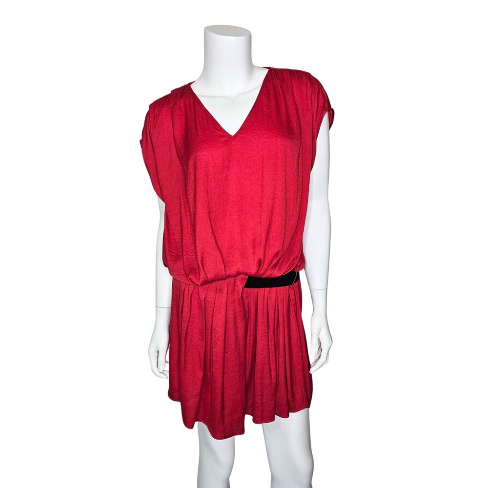 [SOLD] IRO "Elvira" Red Contrast Drape Tunic Dress | Designer Size 2 | Size M